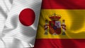 Spain and Japan Realistic Flag Ã¢â¬â Fabric Texture Illustration